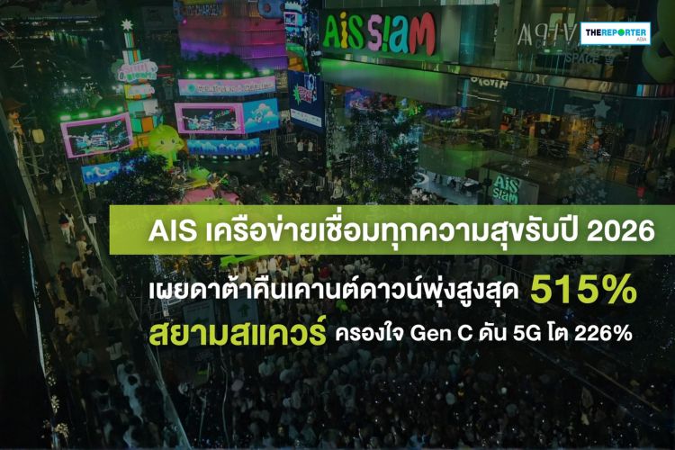 เคานต์ดาวน์ 2026 ดาต้า AIS พุ่งกระฉูด 515% ย้ำชัดคนไทย Digital-First