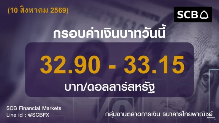 SCB FM คาดเงินบาทเคลื่อนไหว 32.90-33.15 จับตาจ้างงานสหรัฐฯ ร่วง