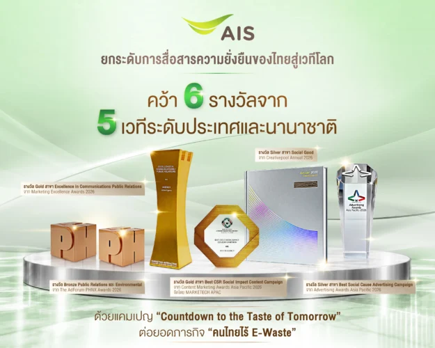 AIS ชูแคมเปญ E-Waste คว้า 6 รางวัลใหญ่ระดับโลก เชื่อมขยะอิเล็กทรอนิกส์สู่อาหารไทย